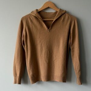 Cashmere Half-Zip Sweater in Camel color